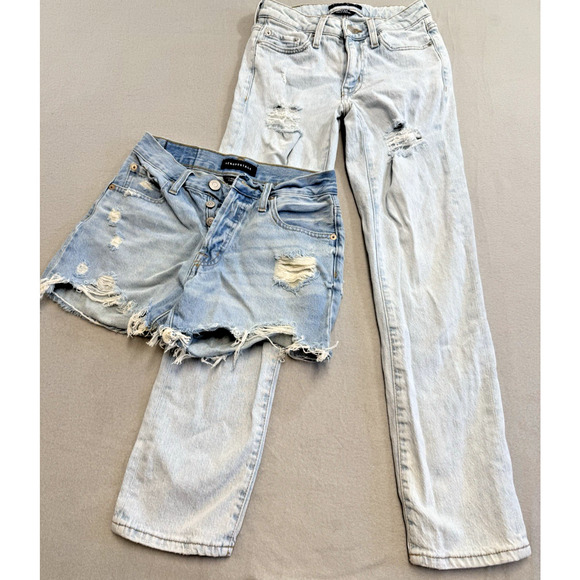 Aeropostale 00 90s High Rise Shorts & Mid Rise Ankle Straight Jeans 00R Lot of 2 - Picture 1 of 13